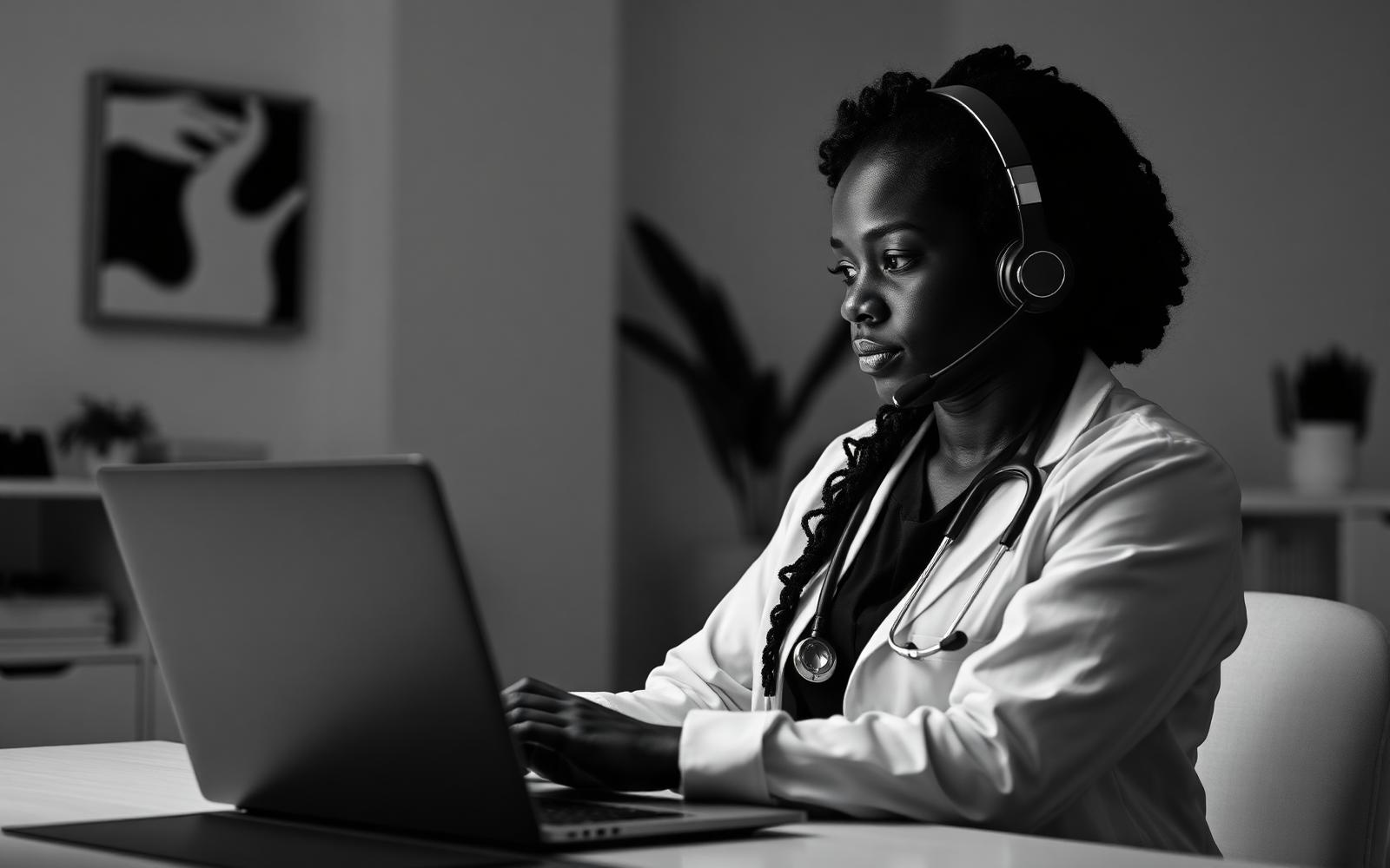 Nigerian physician on a telemedicine video call