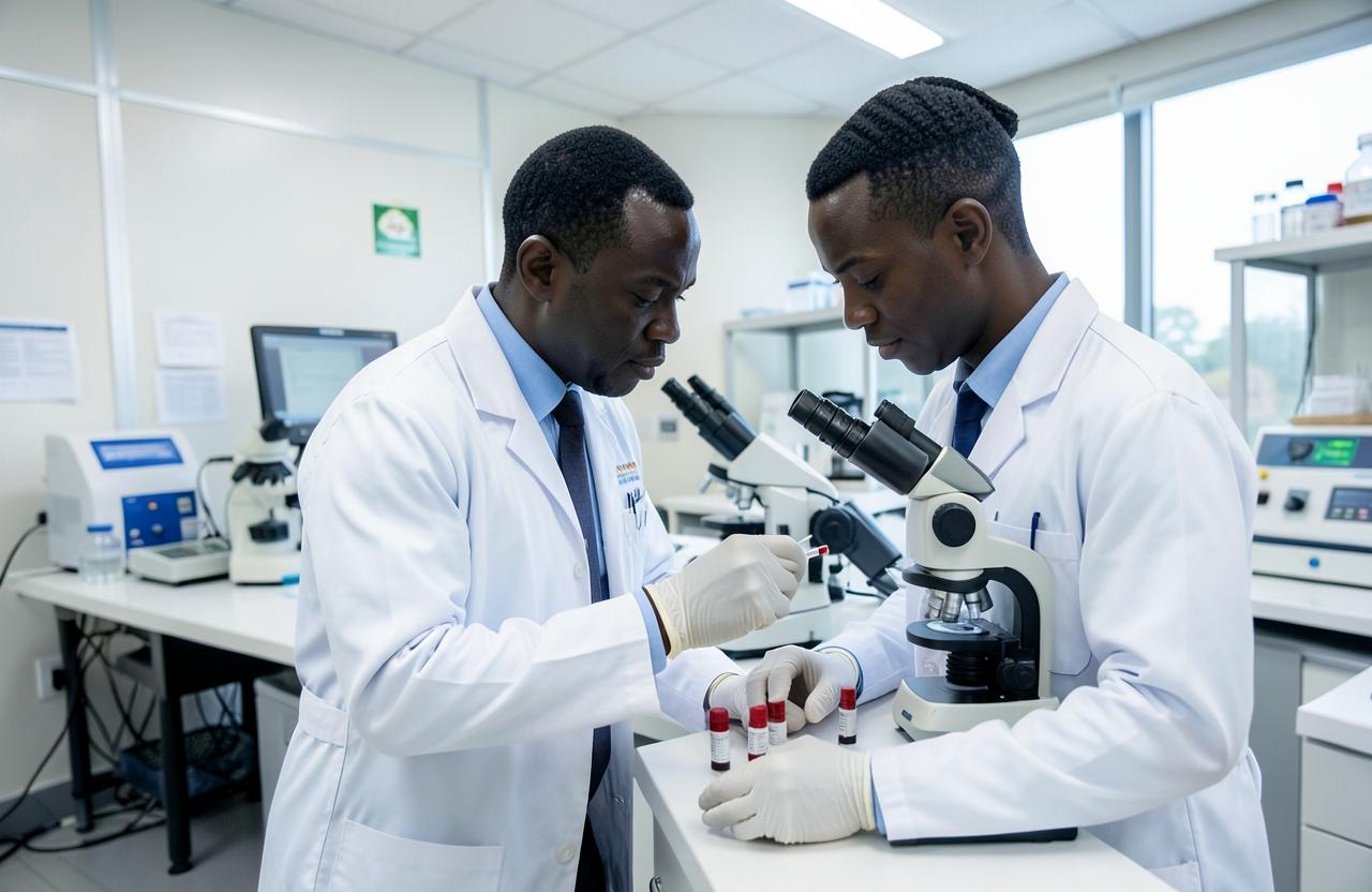 Laboratory scientists testing blood samples