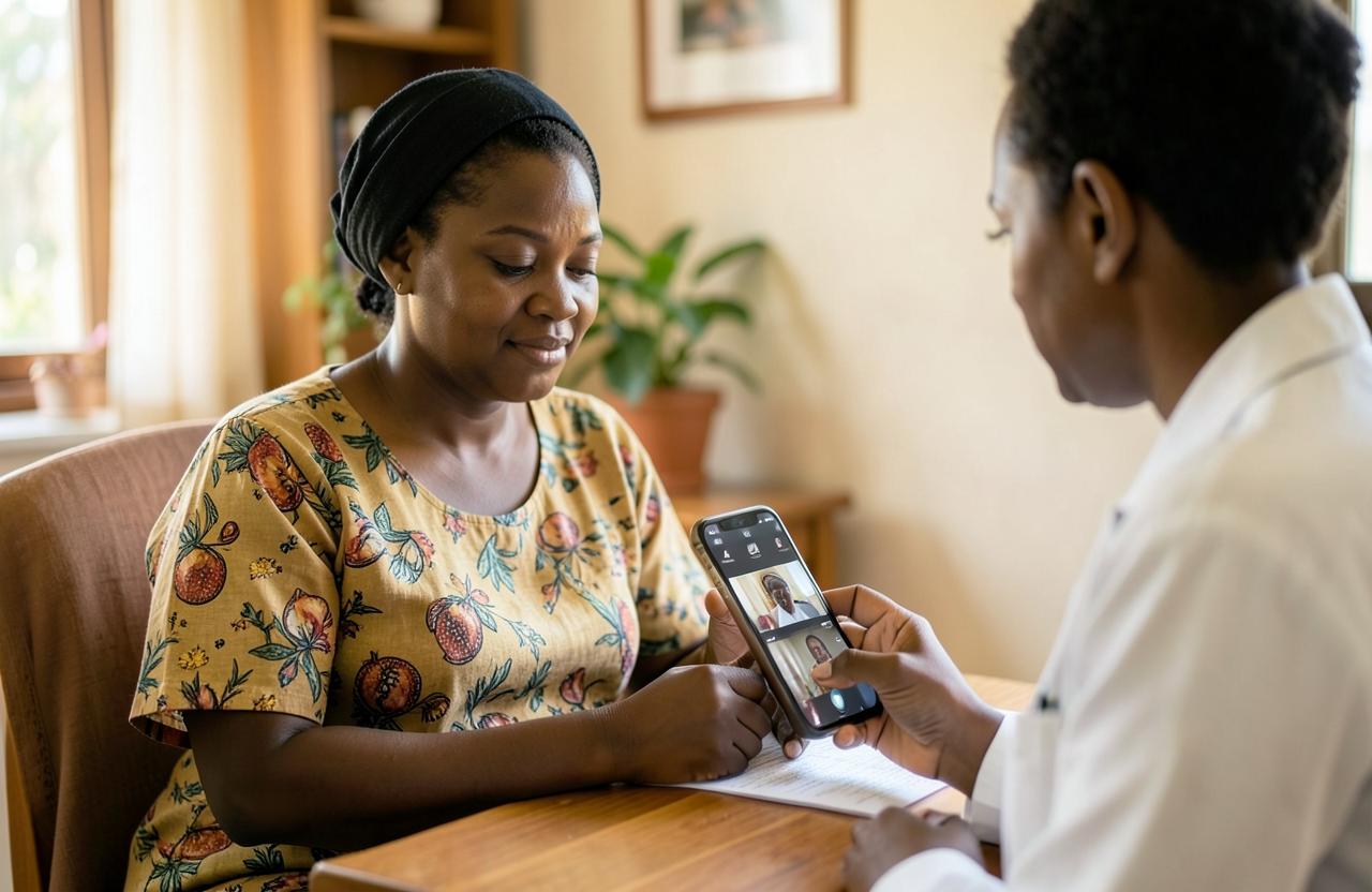 Patient consulting a doctor by video call from home