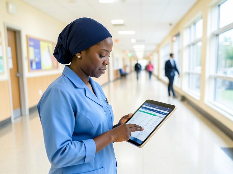 Nurse reviewing an electronic health record